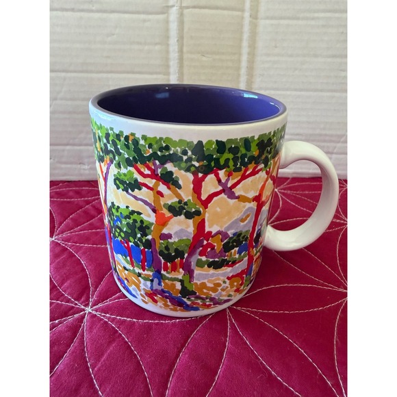 Century Stoneware Other - CenturyStoneware Coffee MugImpressionist Tree Landscape Purple Interior Thailand